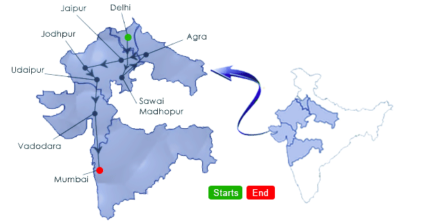 Indian Odyssey Route Map